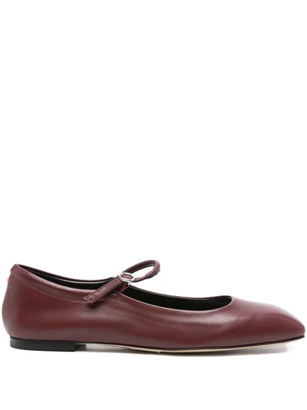 Туфли-лодочки на плоской подошве с кожаной пряжкой Aeyde red