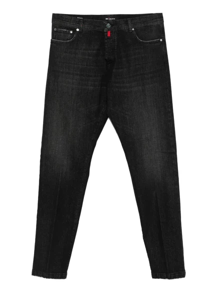 Мужские джинсы Kiton с эффектом выцветания, черные