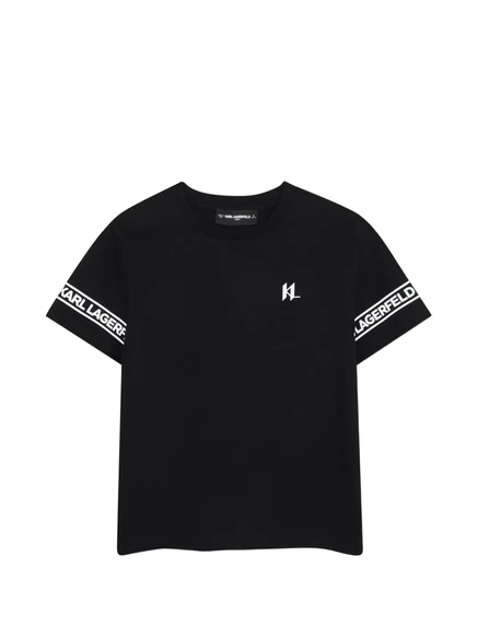 Детская футболка Karl Lagerfeld Kids с логотипом, черная