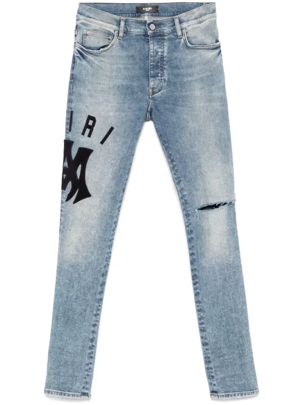 Мужские узкие джинсы AMIRI с логотипом, синие