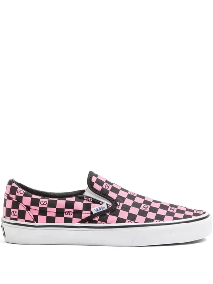 Мужские слипоны Valentino Garavani x Vans Authentic клетчатые, розовые