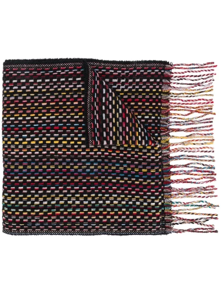 Мужской длинный кашемировый шарф Paul Smith с бахромой, черный