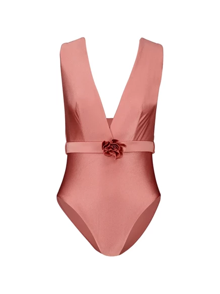 Женский слитный купальник Zimmermann Lucky Lunge Flower с поясом, розовый