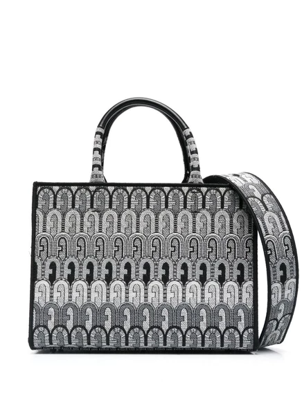 Женская сумка-шопер Furla с жаккардовым принтом, черная