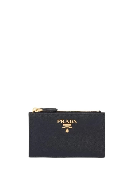 Картхолдер Prada из кожи сафьяно, черный