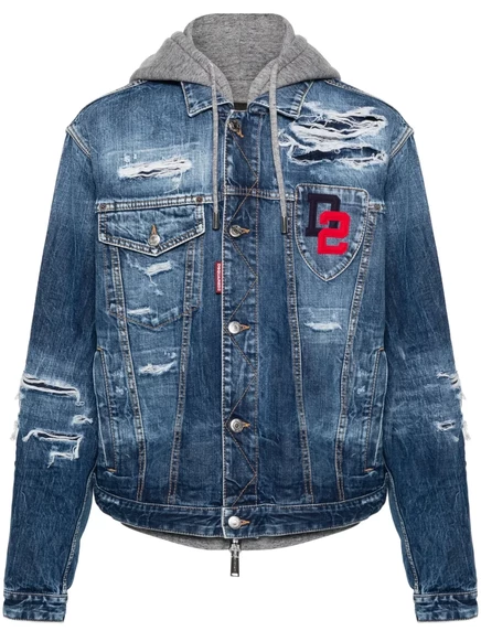 Джинсовая куртка DSQUARED2 с многослойным капюшоном blue