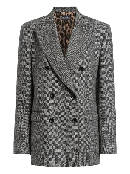 Двубортный пиджак в елочку от Dolce & Gabbana grey