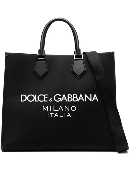 Мужская сумка-тоут Dolce & Gabbana с тиснением логотипа, черная