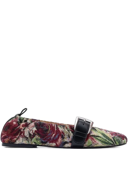 Балетки с пряжками из гобеленовой ткани GANNI  multicolour