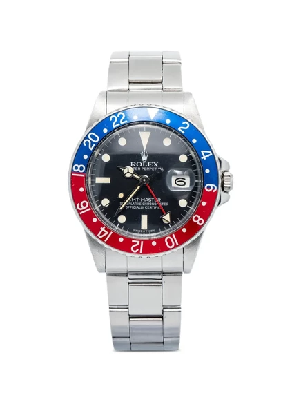Мужские часы Rolex GMT‑Master 40 мм, стальной браслет, красно-синий безель