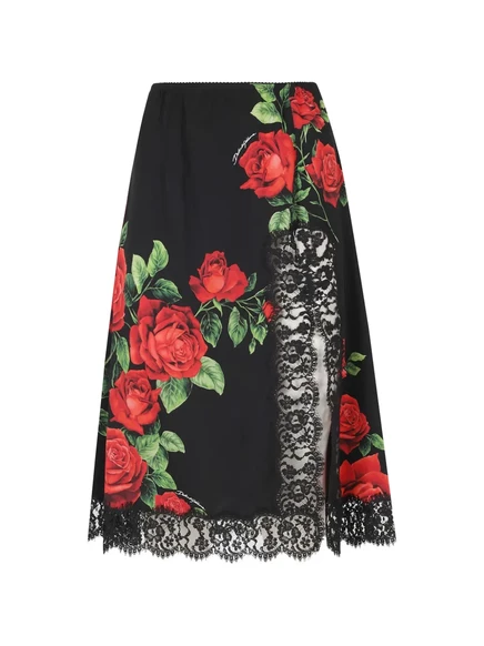 Женская юбка миди Dolce & Gabbana с розами, черная
