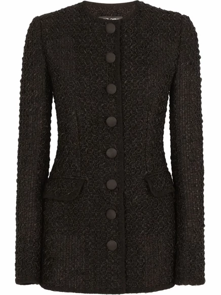 Однобортный твидовый пиджак Dolce & Gabbana black
