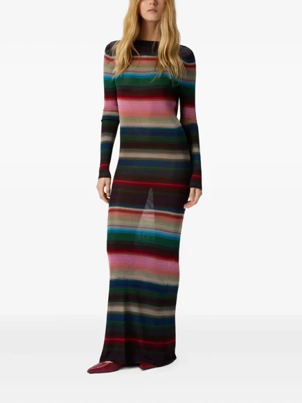 Женское макси-платье Missoni в полоску с открытой спиной, черное