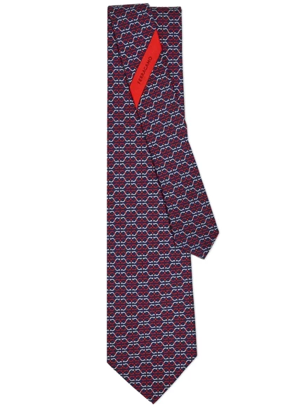 Ferragamo Gancini-шелковый галстук с принтом blue