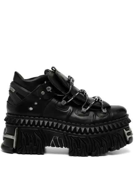 Мужские высокие кеды Vetements x New Rock кожаные, черные