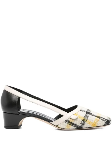 Вырезные туфли-лодочки Manolo Blahnik 30 мм Varro с клетчатым рисунком