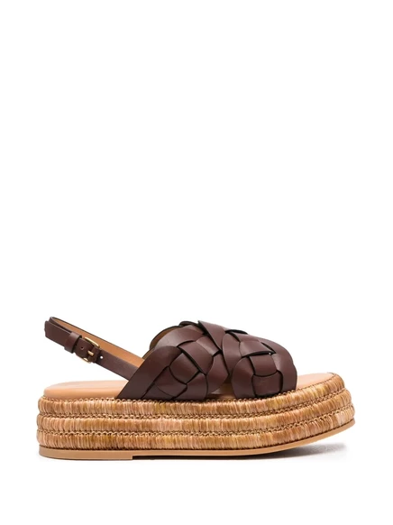 Женские кожаные эспадрильи Tod's на платформе 60 мм, коричневые