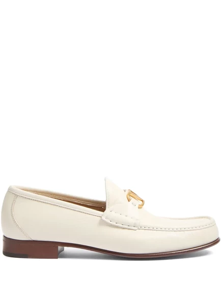 Фирменные кожаные мокасины Valentino Garavani VLogo  white