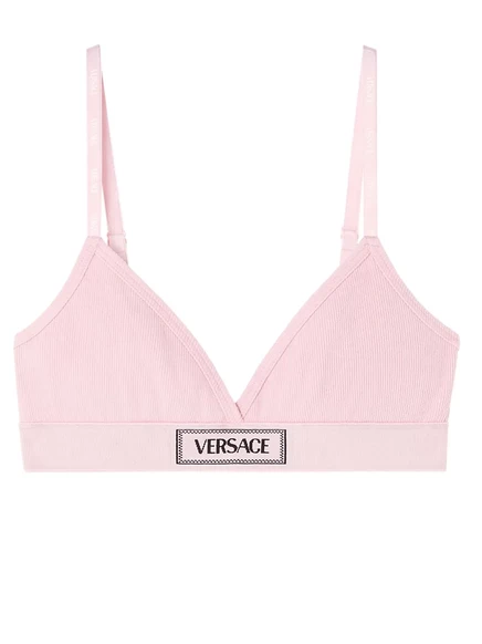 Бюстгальтер из хлопчатобумажной смеси с нашивкой с логотипом Versace  pink