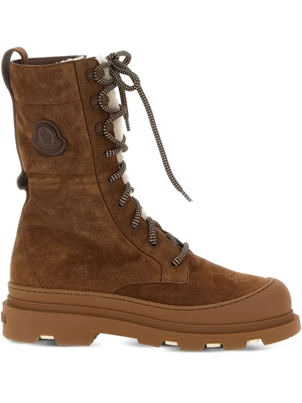 Высокие сапоги из овечьей шерсти Moncler Vera на шнуровке brown