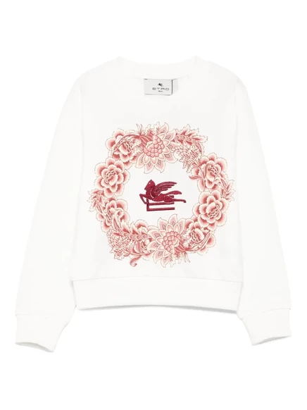 Детский свитшот ETRO KIDS с вышитым пегасом, белый