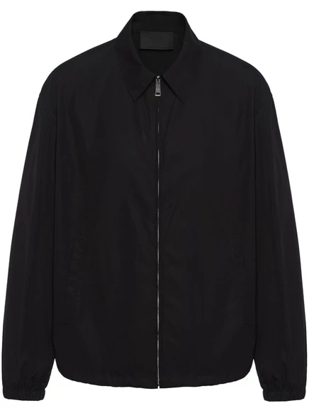 Хлопчатобумажная куртка-рубашка Prada на молнии black