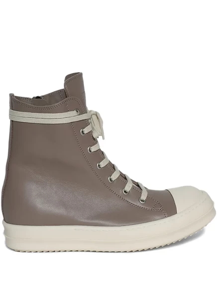 Кожаные кроссовки с высоким берцем от Rick Owens, застегивающиеся на молнию brown