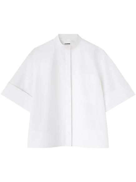 Женская рубашка Jil Sander поплин со стойкой, белая