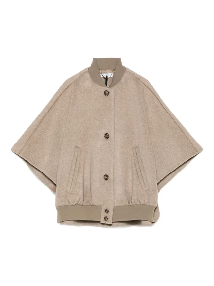 Шерстяное пальто-накидка Max Mara neutrals