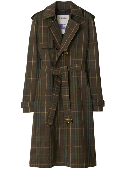 Клетчатый хлопчатобумажный тренч от Burberry brown