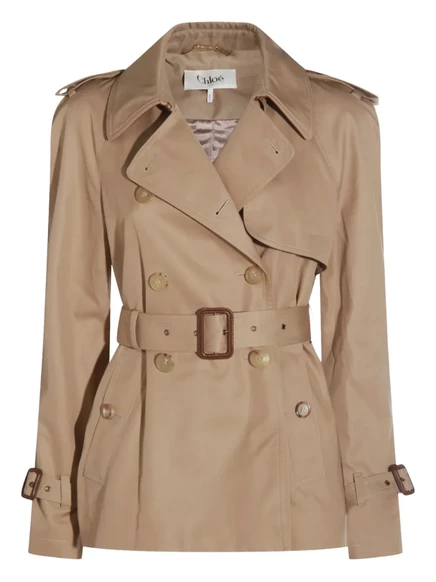Женский двубортный тренч Chloé, коричневый