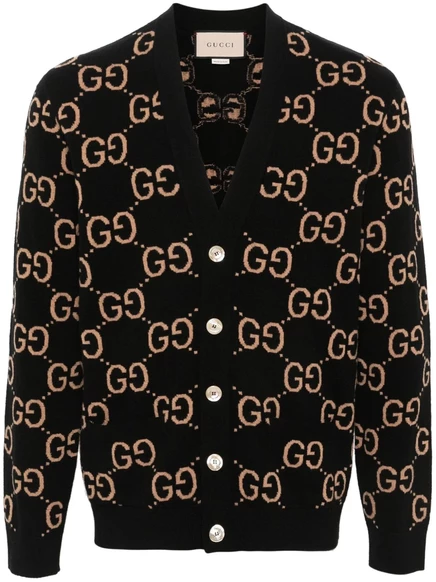 Мужской кардиган Gucci из шерсти с логотипом GG, черный