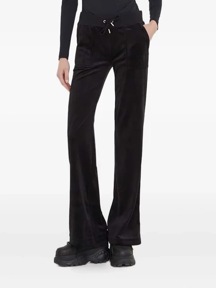 Велюровые брюки с вышивкой от Juicy Couture black