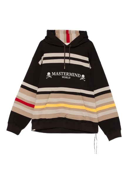 Мужское худи Mastermind Japan в полоску, коричневое