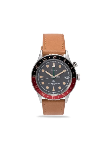 Мужские часы Timex Waterbury GMT 39 мм, коричневый ремень