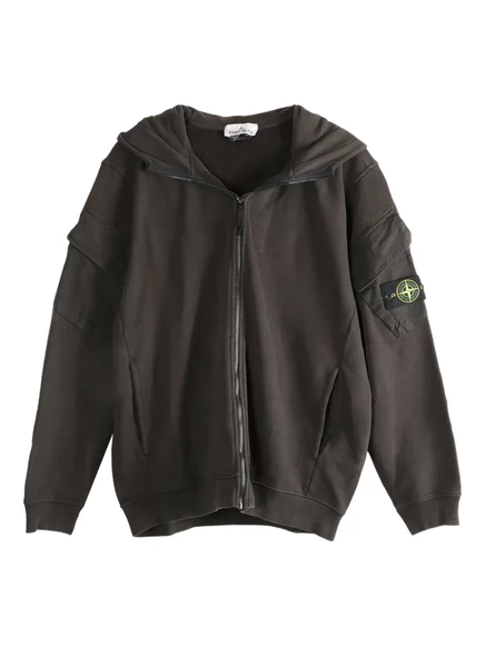 Мужская толстовка Stone Island на молнии с капюшоном, серая