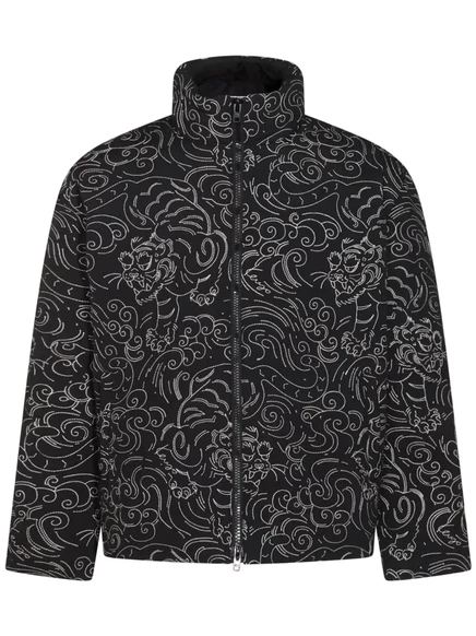 Мужская утепленная куртка Kenzo с цветочным принтом, черная