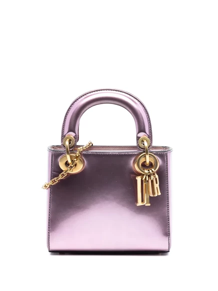 Мини-металлическая лакированная сумка Lady Dior от Christian Dior, бывшая в употреблении в 2018 году