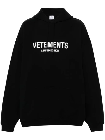 Толстовка с капюшоном и принтом с логотипом VETEMENTS black