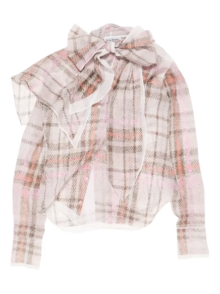 Женская блуза Acne Studios из шифона в клетку, розовая