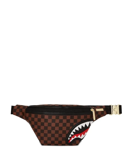 Унисекс поясная сумка Sprayground клетчатая, коричневая