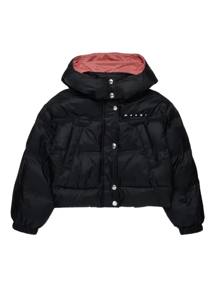 Детская стеганая куртка Marni Kids с логотипом, черная