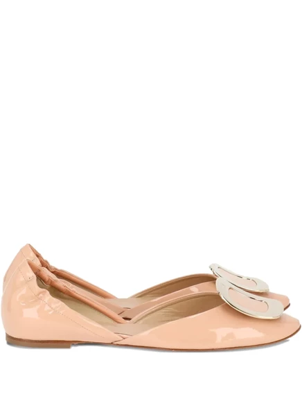 Балетки из лакированной кожи Roger Vivier, украшенные пряжкой pink
