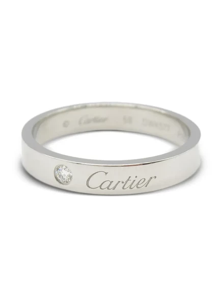 Кольцо Cartier платиновое с бриллиантом, серебристое