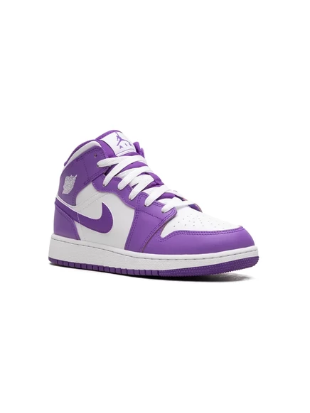 Кроссовки для мальчиков Jordan 1 Mid, бело-фиолетовые