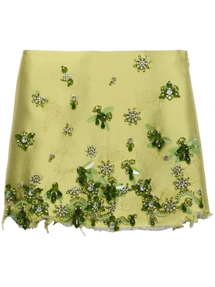 Мини-юбка Prada, украшенная кристаллами green