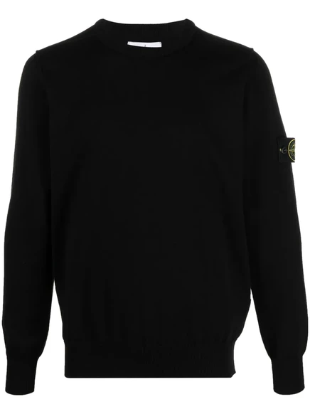 Хлопчатобумажный джемпер со значком с компасом Stone Island black