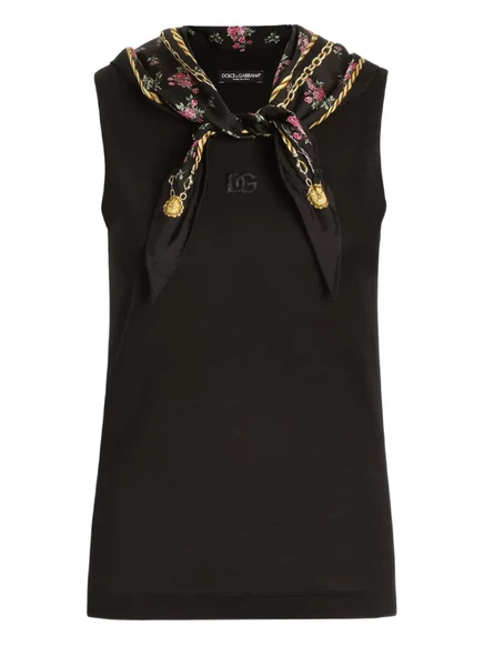 Женская майка Dolce & Gabbana с вышитым логотипом, черная