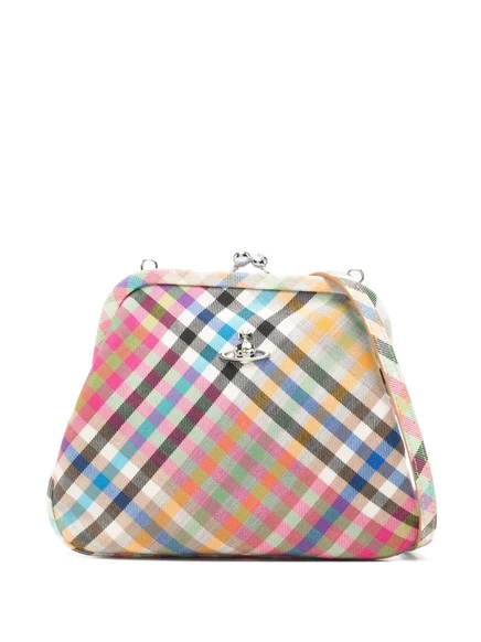 Женский клатч Vivienne Westwood в клетку с орбом, розовый