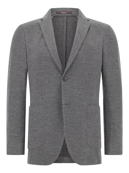 Вязаный блейзер Boggi Milano с накладными карманами grey